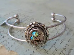 Steampunk Bracelet - Cuff - In the Works - Steampunk watch parts cuff - Bracelet