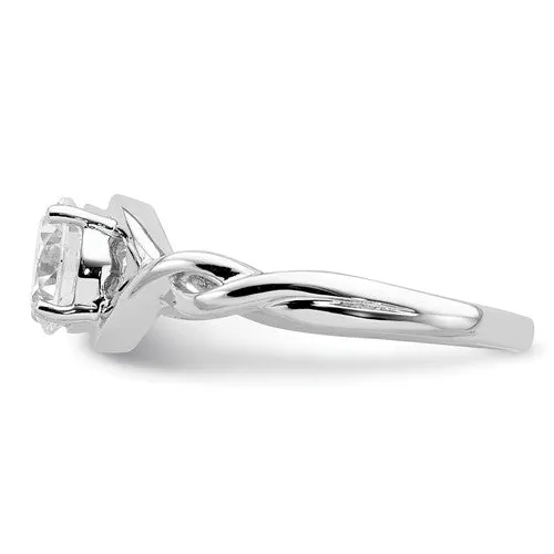 Sterling Silver 6.5mm Round CZ Twisted Promise Ring