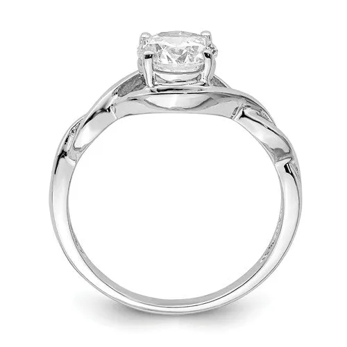 Sterling Silver 6.5mm Round CZ Twisted Promise Ring