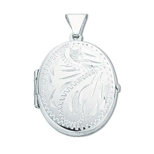 Sterling Silver 925 Oval Shaped Locket Pendant Necklace