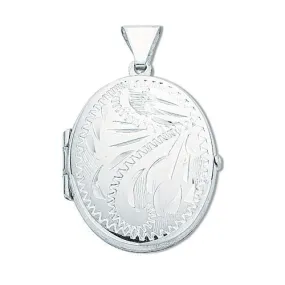 Sterling Silver 925 Oval Shaped Locket Pendant Necklace