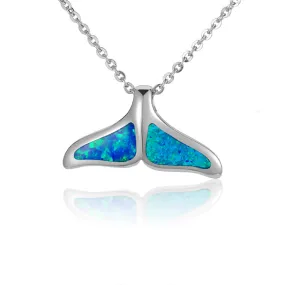 Sterling Silver Alamea Hawaii Blue Opal Mermaid Whale Tail Pendant