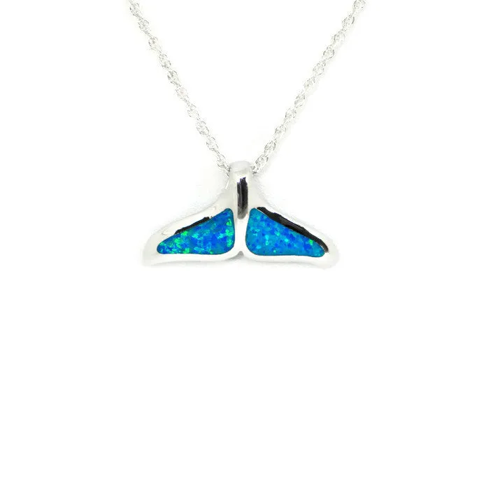 Sterling Silver Alamea Hawaii Blue Opal Mermaid Whale Tail Pendant