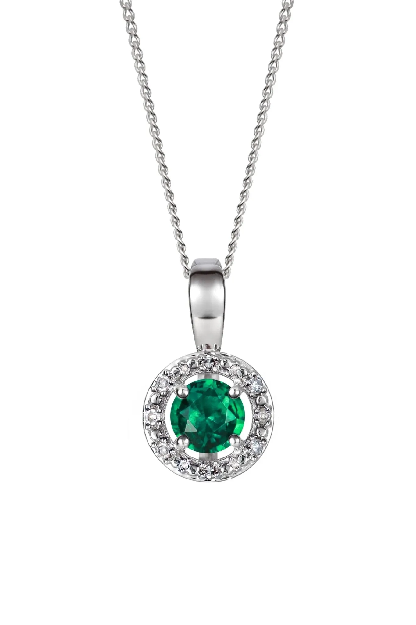 Sterling Silver Birthstone and Diamond Pendant Necklace