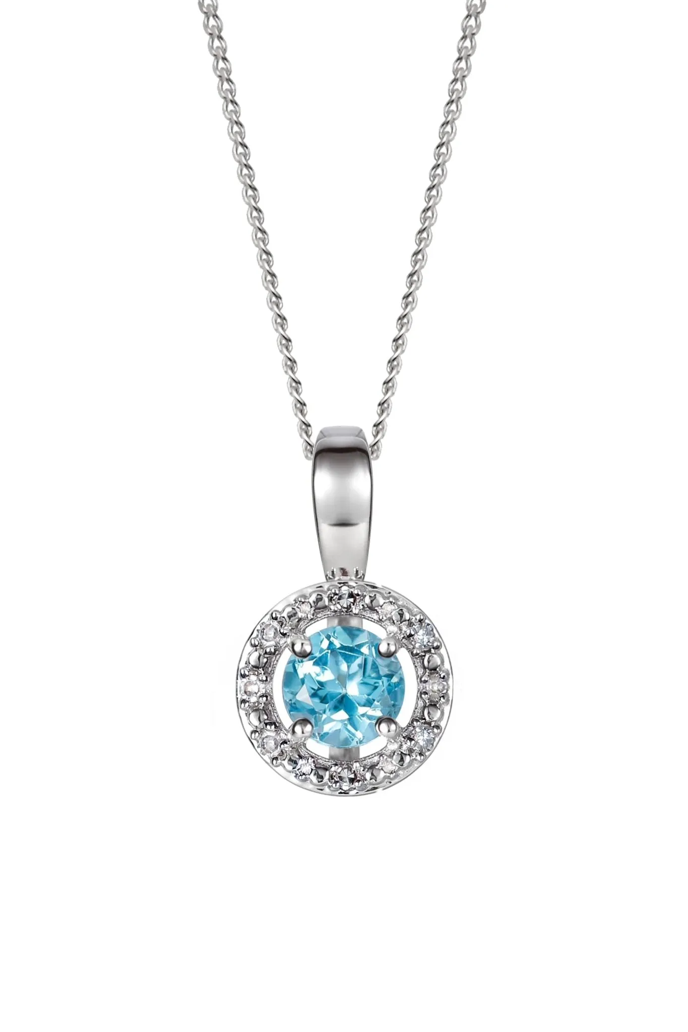 Sterling Silver Birthstone and Diamond Pendant Necklace