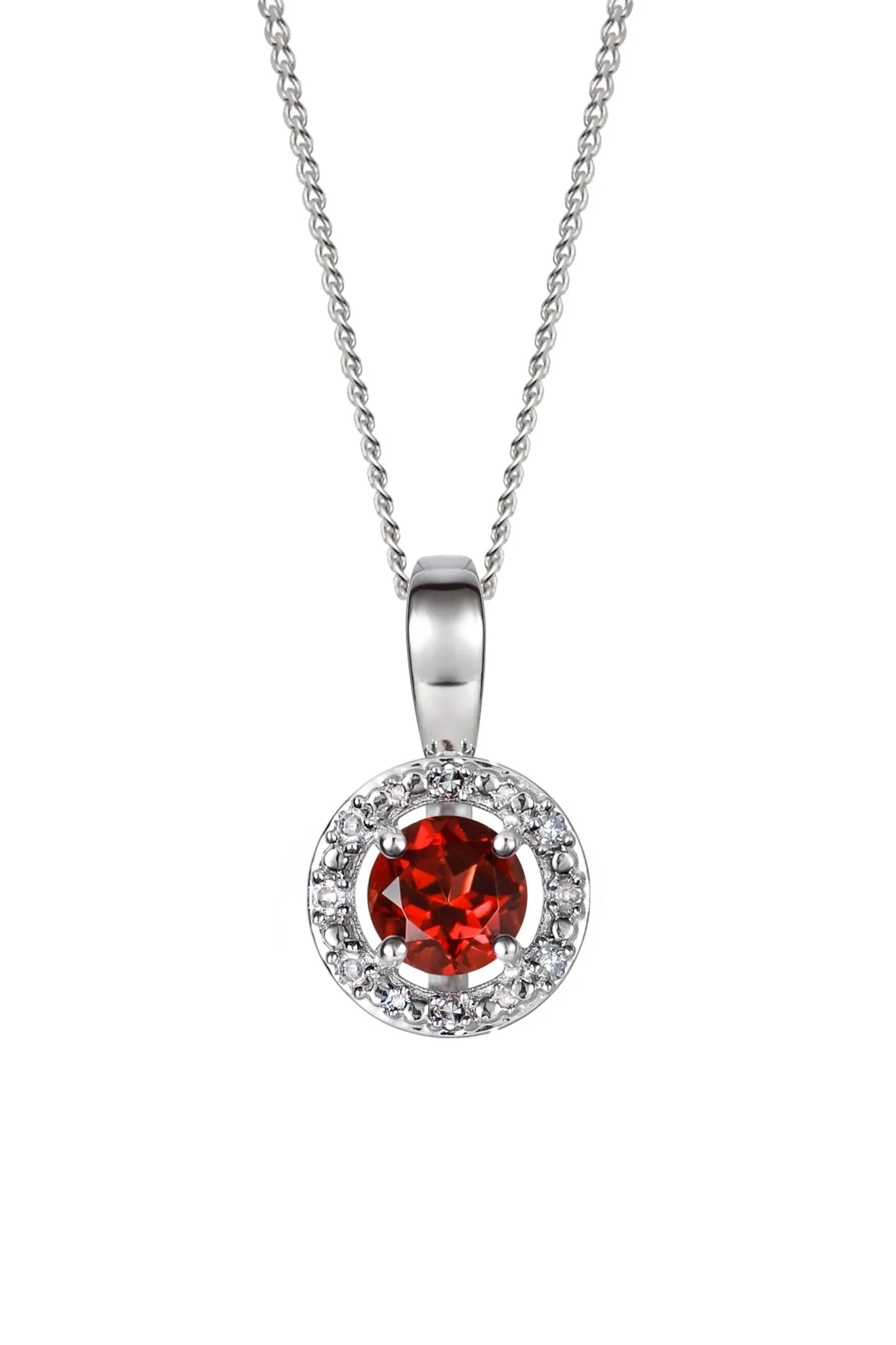 Sterling Silver Birthstone and Diamond Pendant Necklace