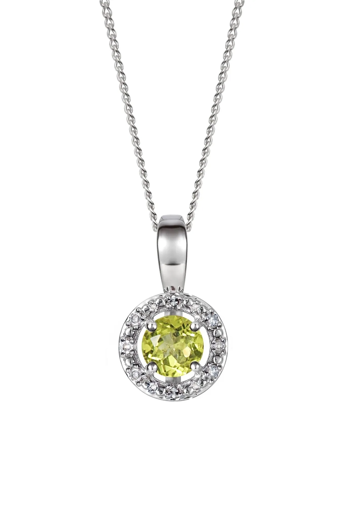 Sterling Silver Birthstone and Diamond Pendant Necklace