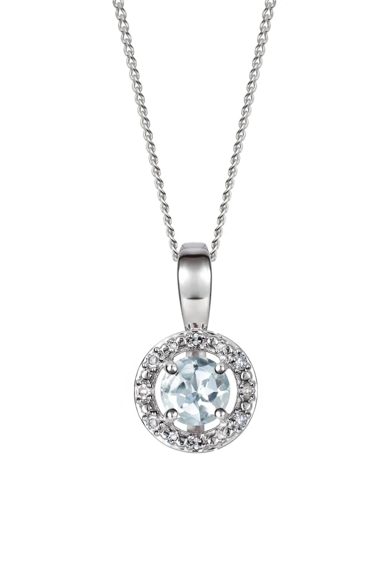 Sterling Silver Birthstone and Diamond Pendant Necklace