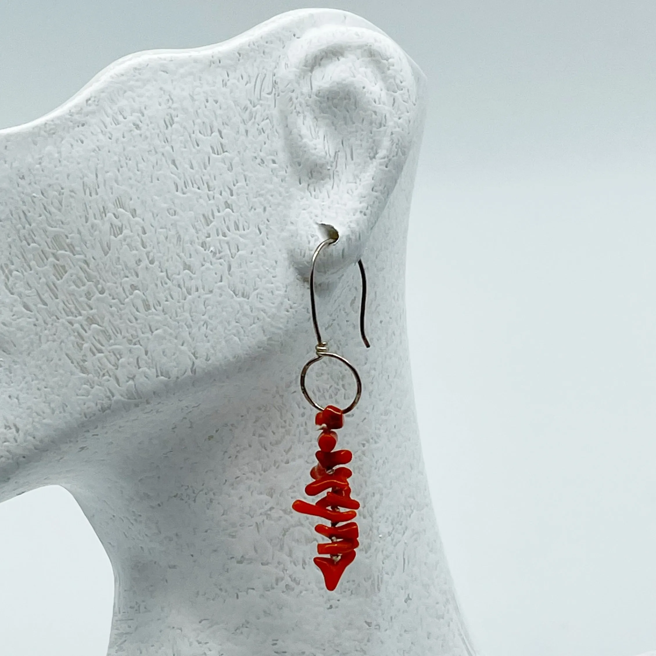 Sterling silver coral earrings