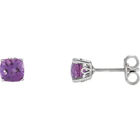 Sterling Silver Cushion Cut Gemstone Earrings