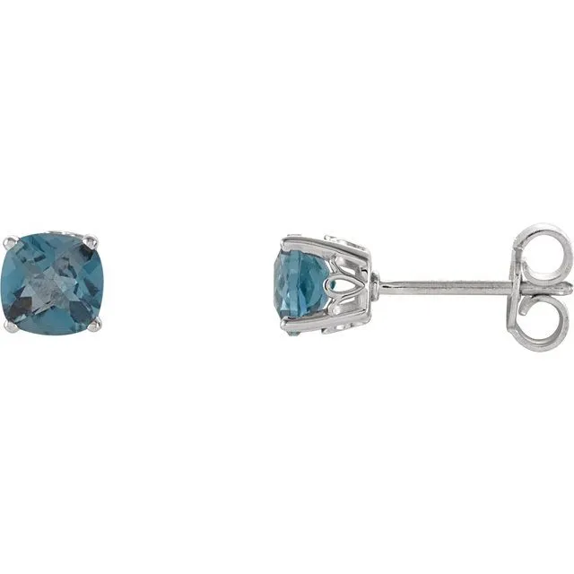 Sterling Silver Cushion Cut Gemstone Earrings