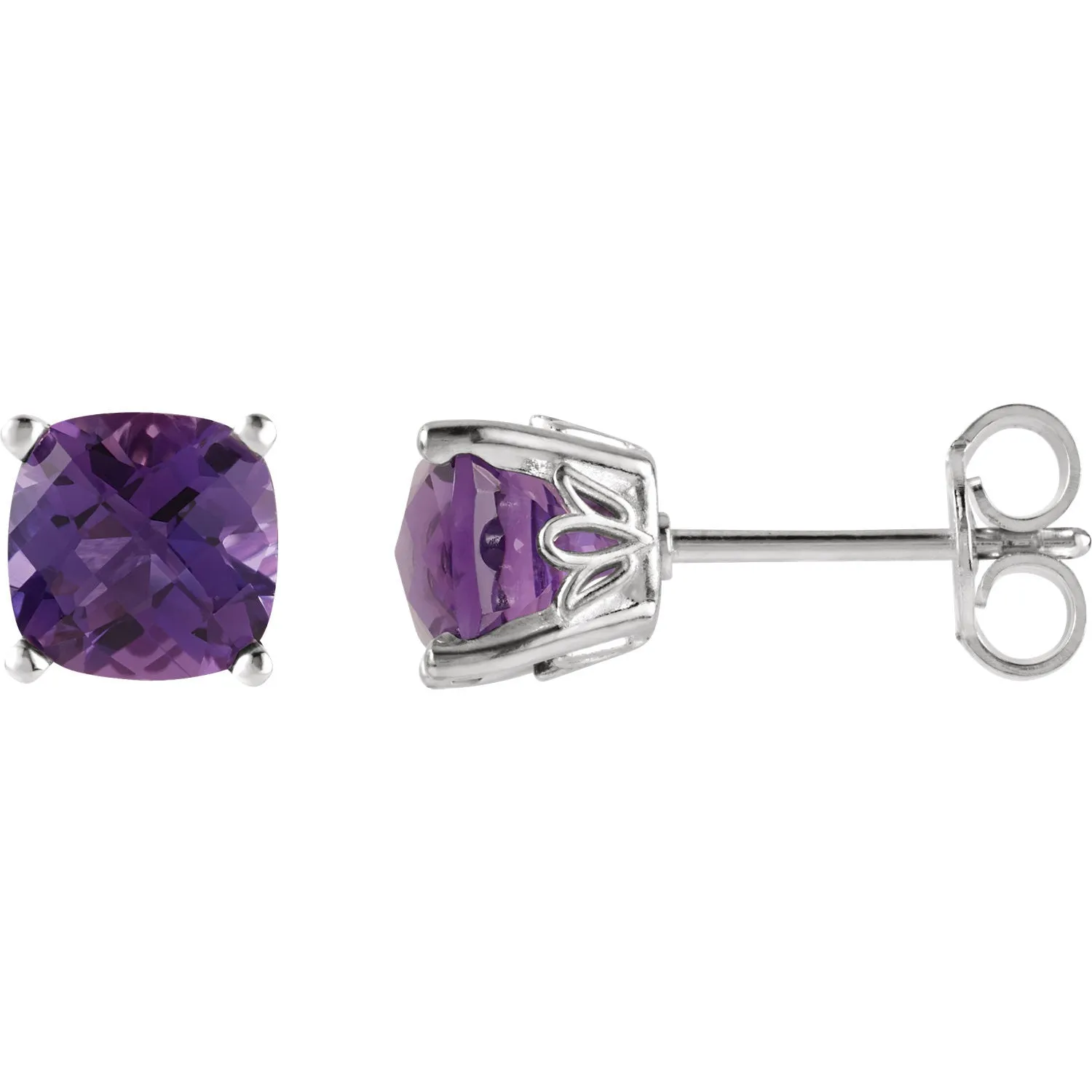 Sterling Silver Cushion Cut Gemstone Earrings