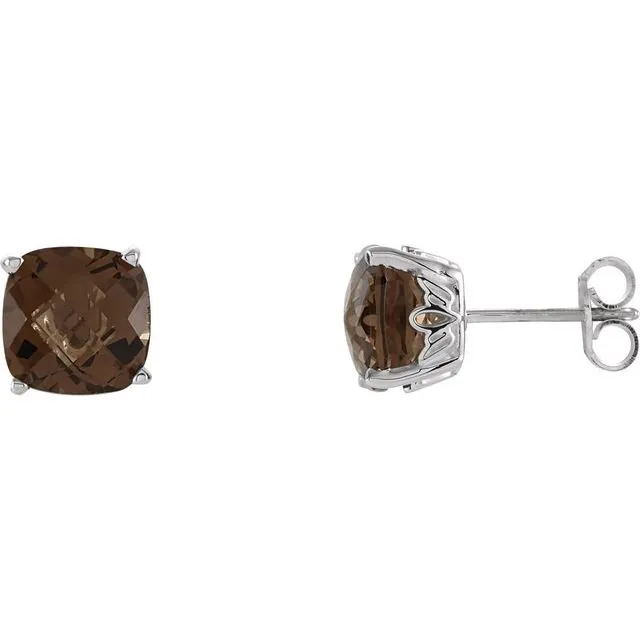 Sterling Silver Cushion Cut Gemstone Earrings