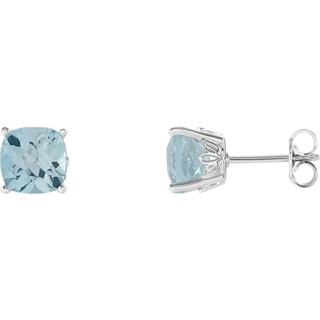 Sterling Silver Cushion Cut Gemstone Earrings