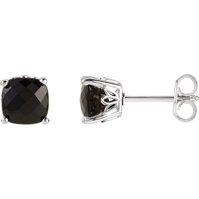 Sterling Silver Cushion Cut Gemstone Earrings