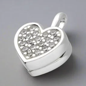 Sterling Silver CZ Heart Locket Necklace