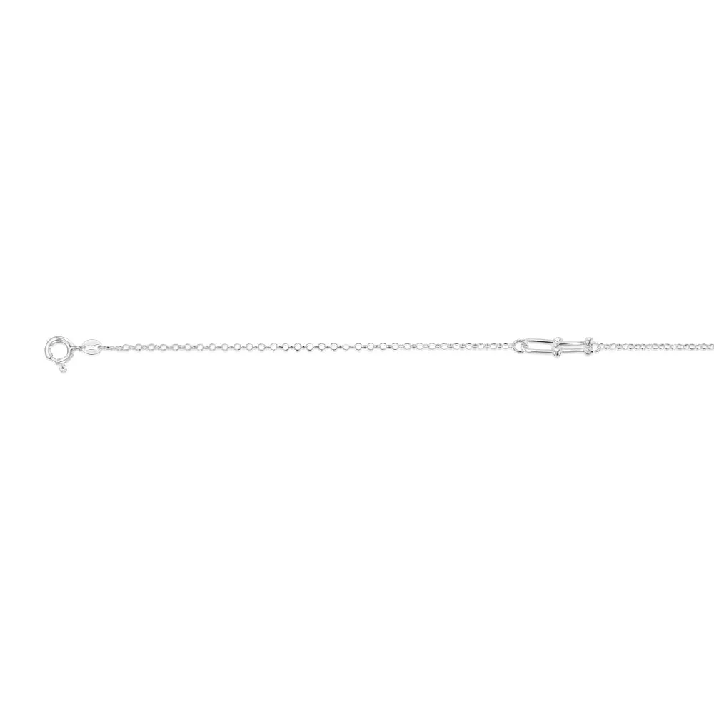 Sterling Silver Fancy U Link 24 3cm Anklet