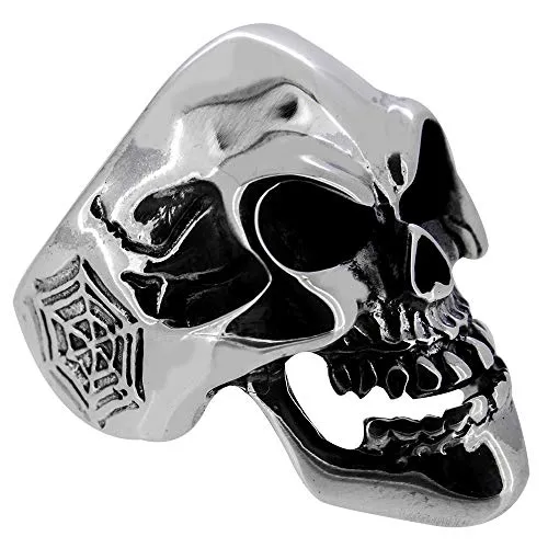 Sterling Silver Heavy Skeleton Skull Ring for Men