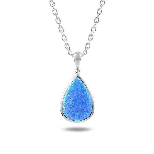 Sterling Silver Opal Reuleaux Teardrop Pendant Necklace by Alamea