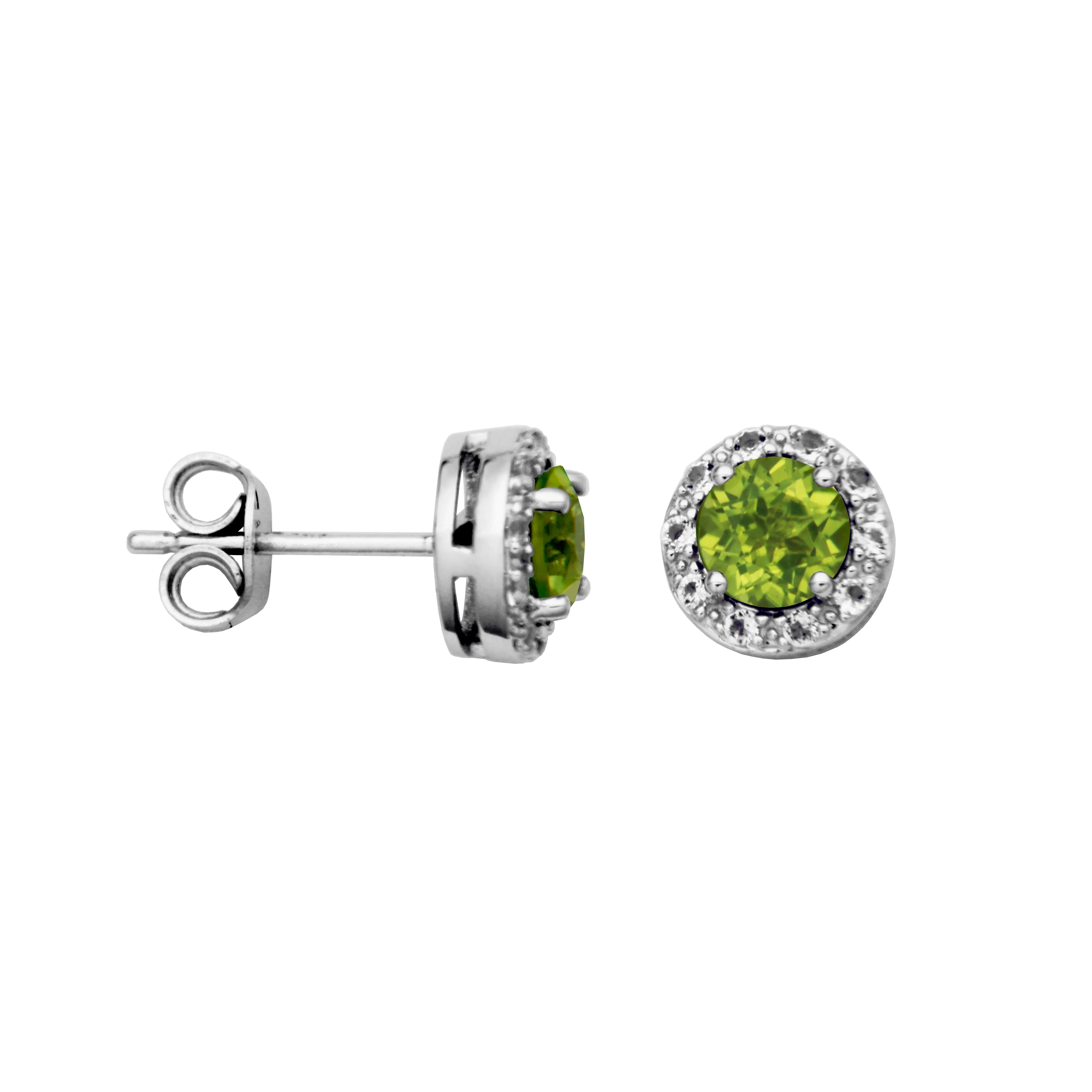 Sterling Silver Peridot & White Topaz "Dazzle" Studs