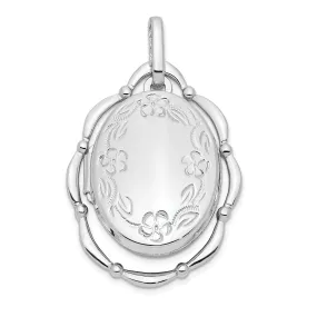 Sterling Silver Rhodium-plated 21x16mm Oval Locket