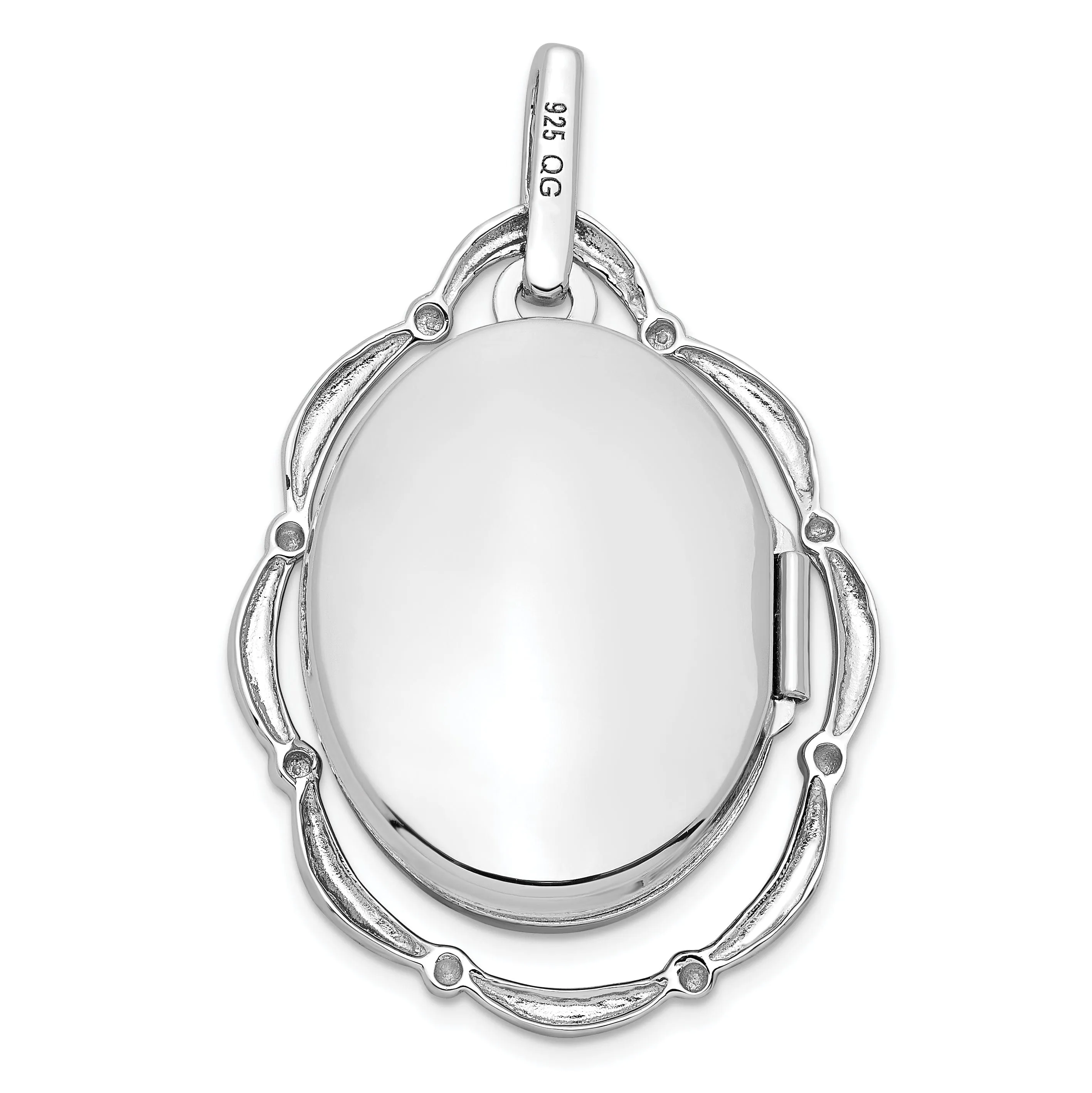 Sterling Silver Rhodium-plated 21x16mm Oval Locket