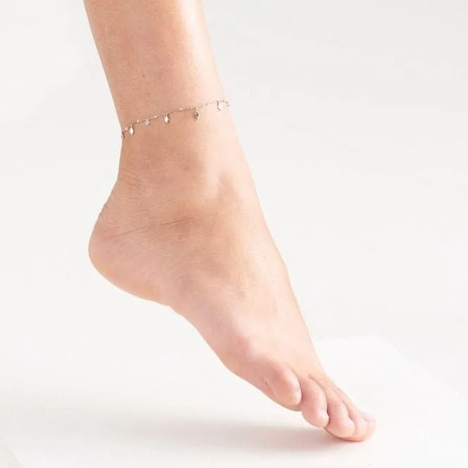 Sterling Silver Rhodium Plated Bohemia Anklet F016-01H