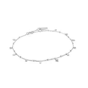 Sterling Silver Rhodium Plated Bohemia Anklet F016-01H