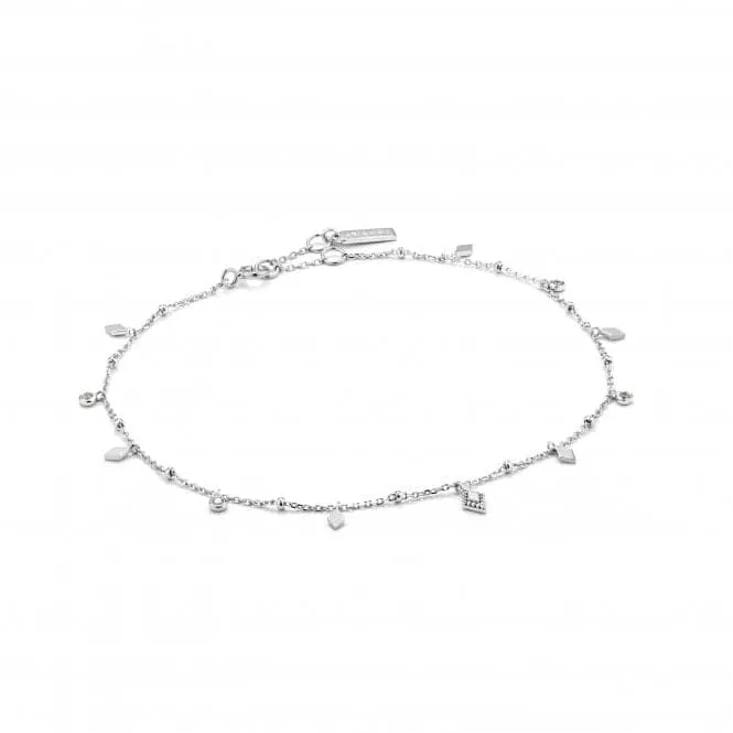 Sterling Silver Rhodium Plated Bohemia Anklet F016-01H