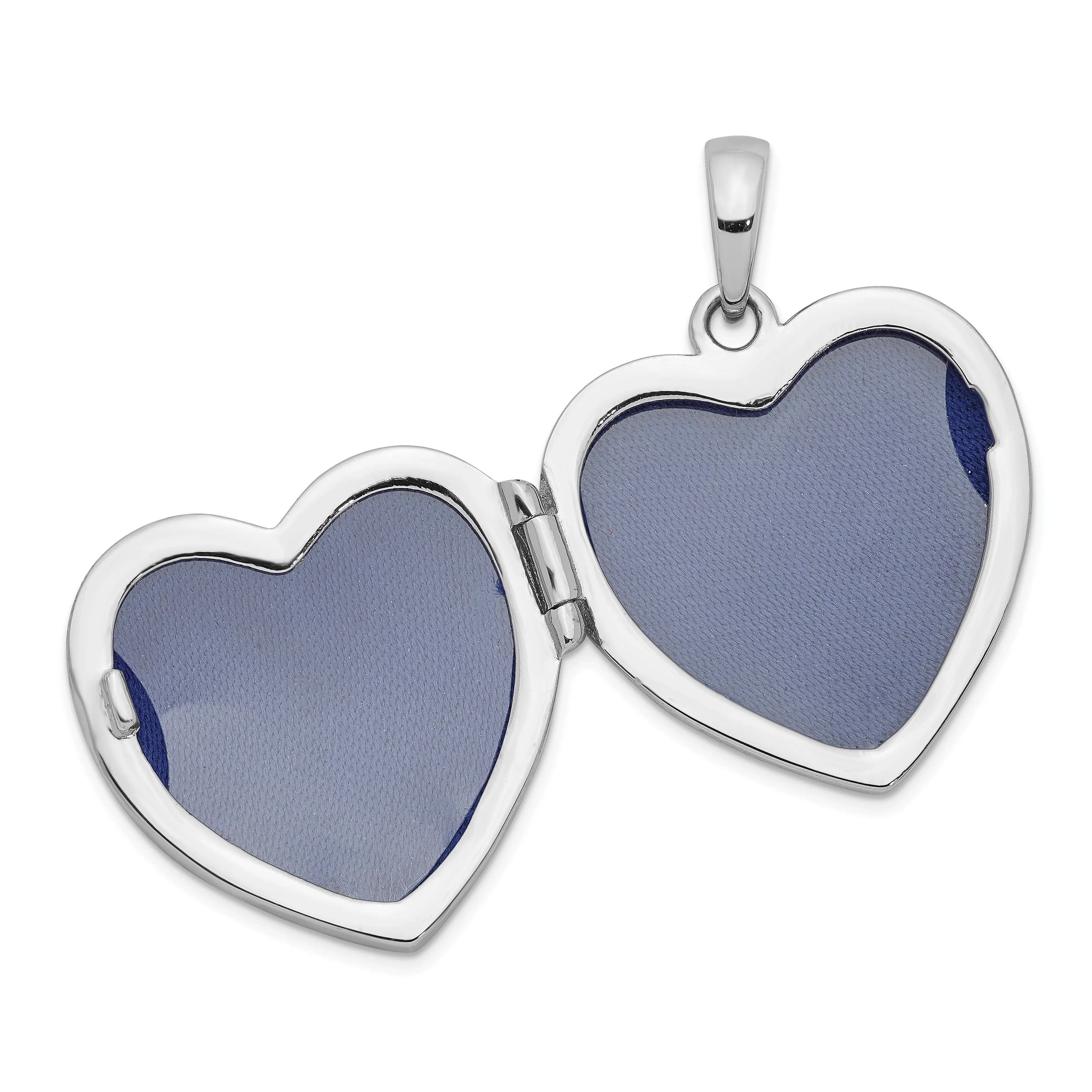 Sterling Silver Rhodium-plated CZ 23mm Heart Locket