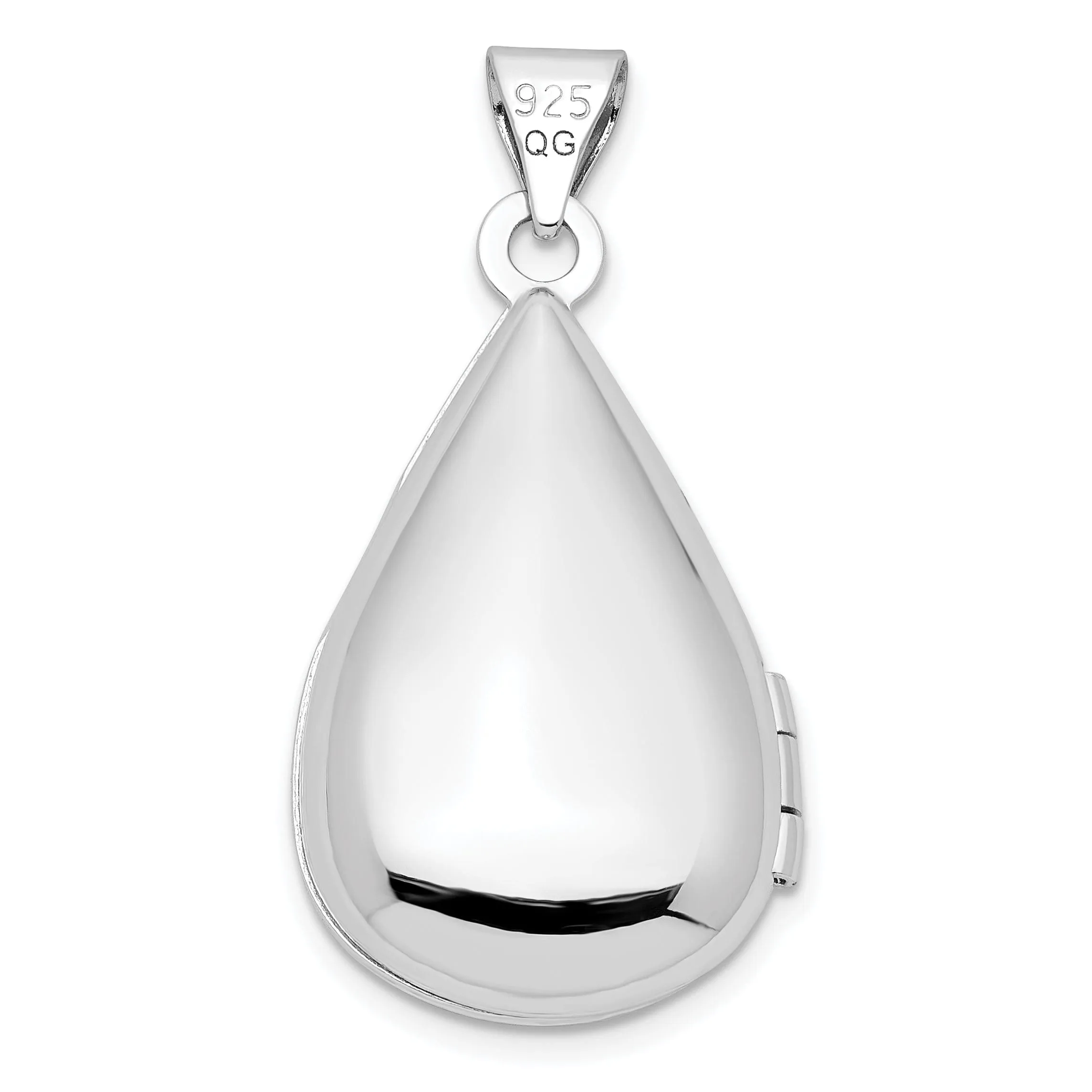 Sterling Silver Rhodium-plated Polished Diamond 21mm Teardrop Locket