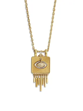 Sunbeams and Dangling Eye Diamond Yellow Gold Necklace