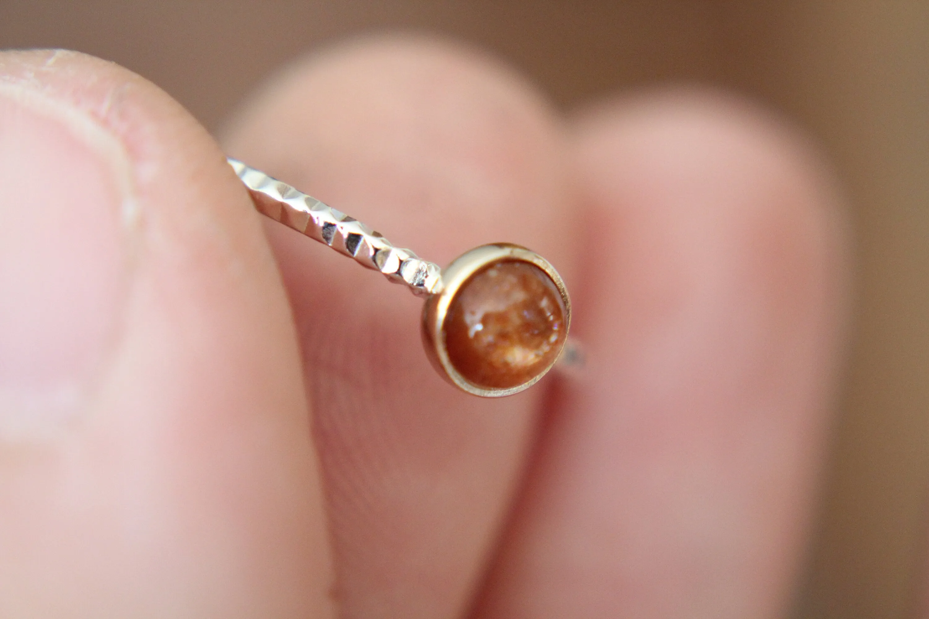 Sunstone Ring, Gemstone Ring, Engagement Ring, Romantic Ring, Sunstone, Sunstone Stacking Ring, Faceted Gemstone Ring, Sunstone, 5mm stone