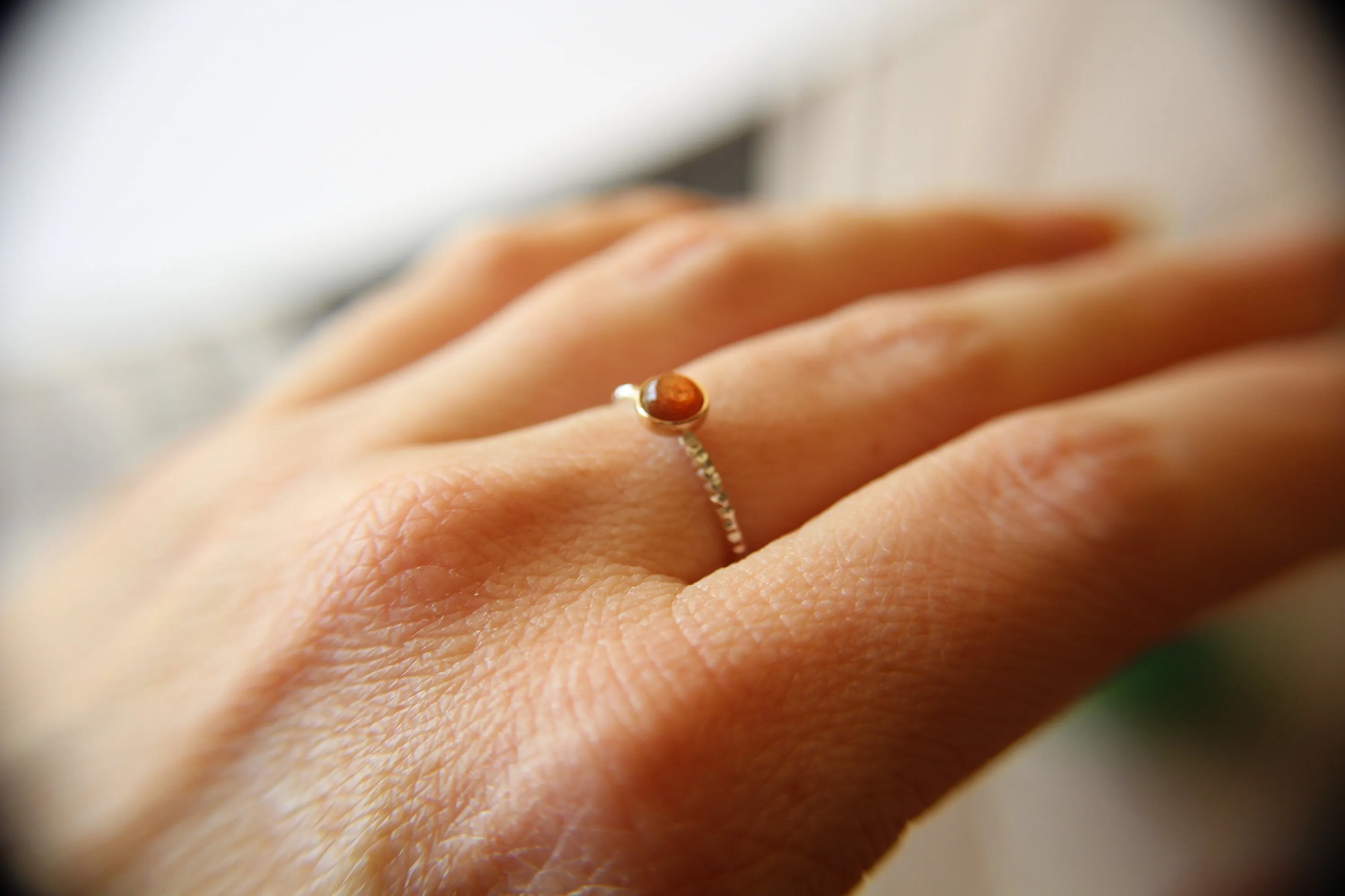 Sunstone Ring, Gemstone Ring, Engagement Ring, Romantic Ring, Sunstone, Sunstone Stacking Ring, Faceted Gemstone Ring, Sunstone, 5mm stone