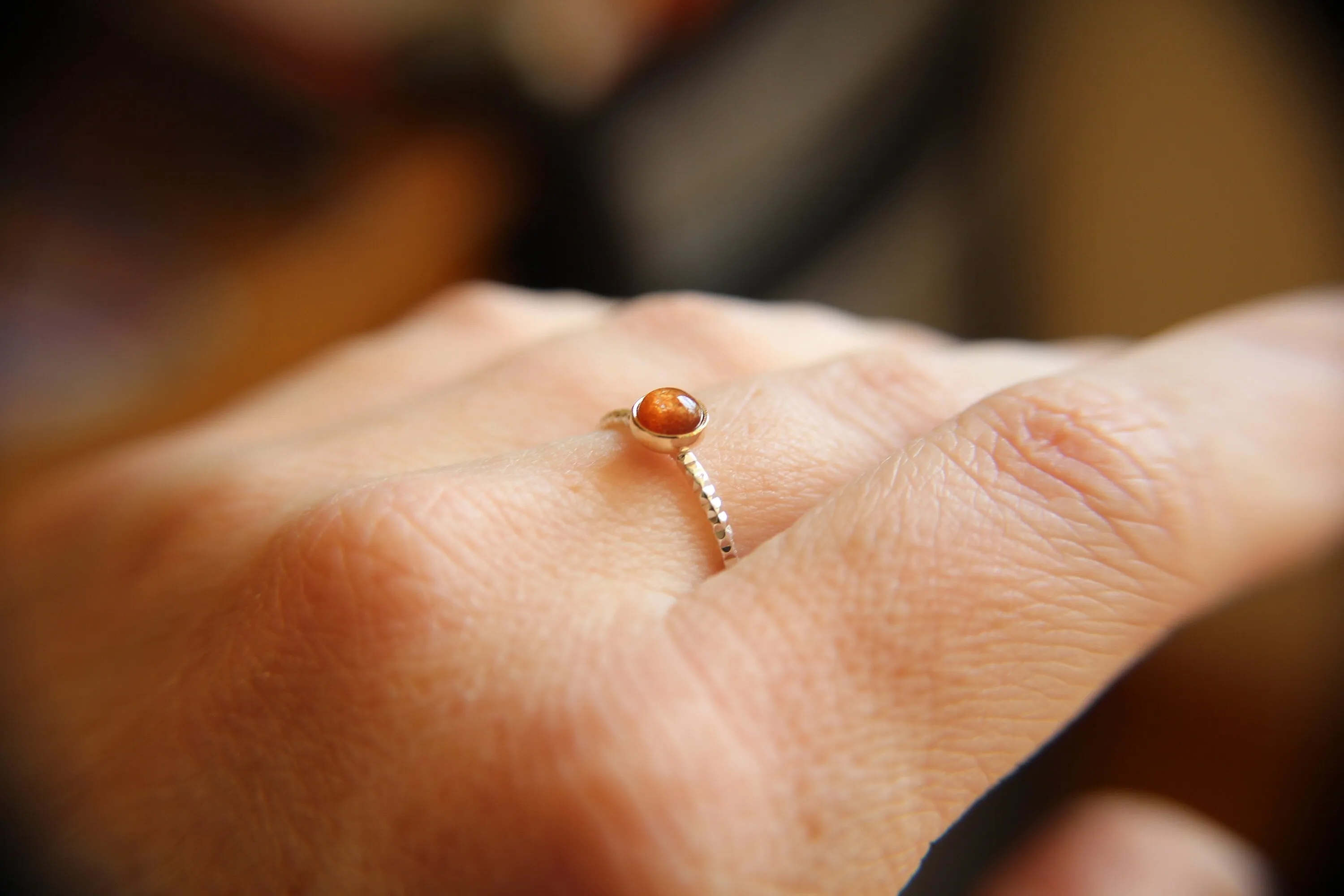 Sunstone Ring, Gemstone Ring, Engagement Ring, Romantic Ring, Sunstone, Sunstone Stacking Ring, Faceted Gemstone Ring, Sunstone, 5mm stone