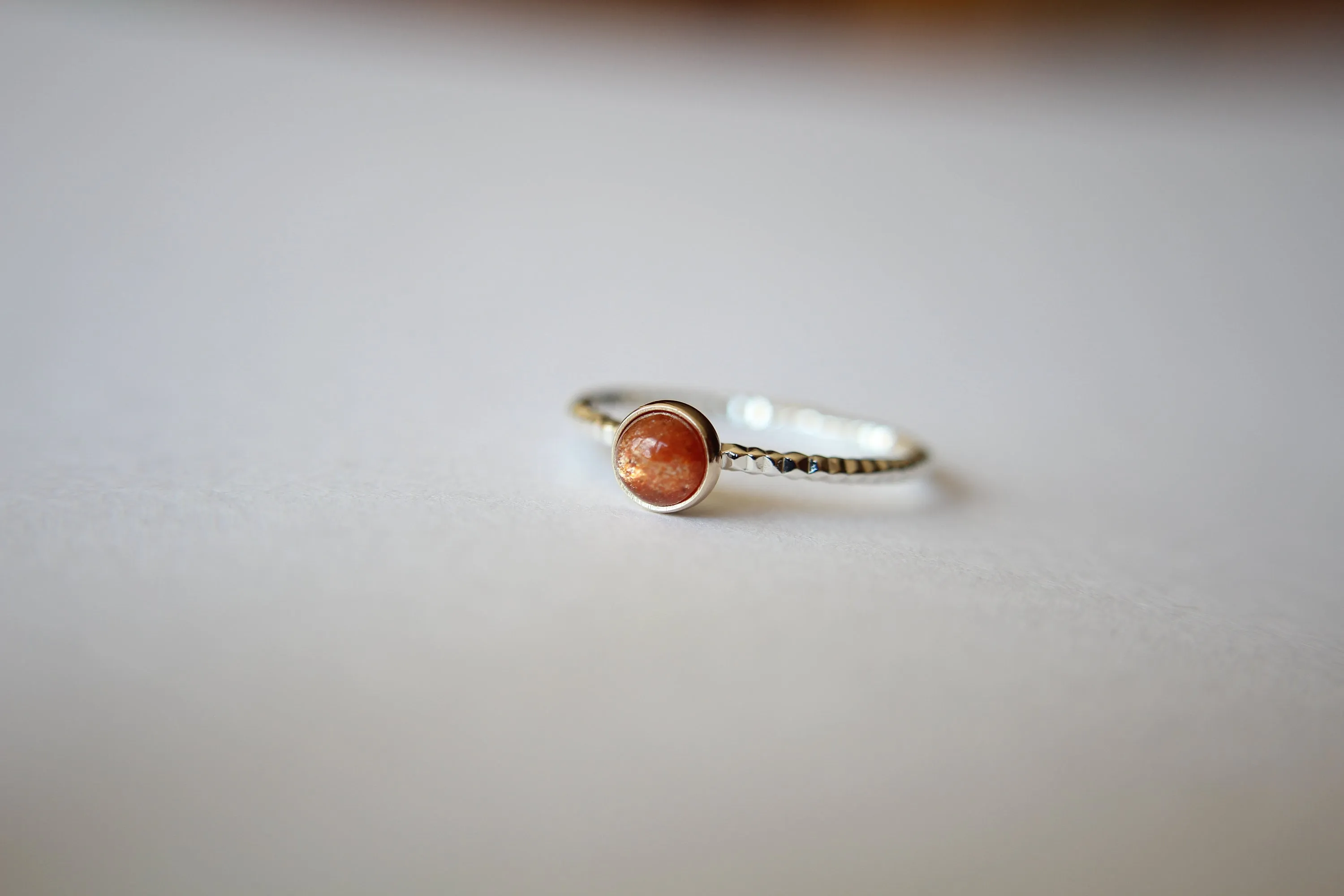 Sunstone Ring, Gemstone Ring, Engagement Ring, Romantic Ring, Sunstone, Sunstone Stacking Ring, Faceted Gemstone Ring, Sunstone, 5mm stone