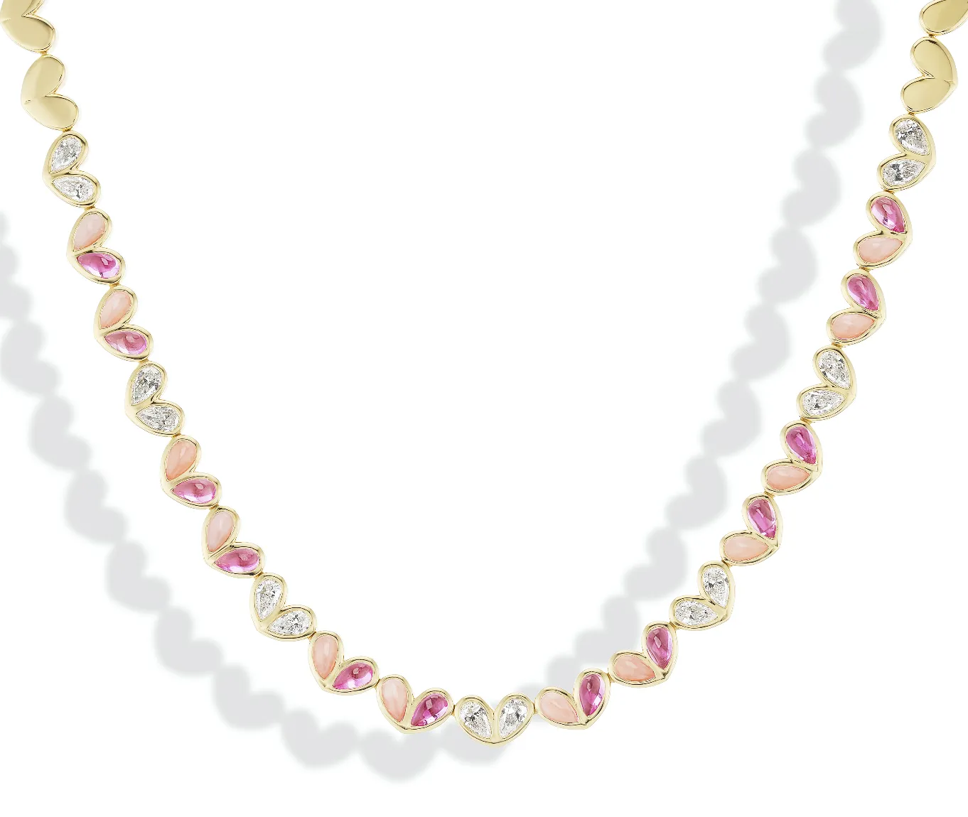 Sweetheart Tennis Necklace Multi-Pink