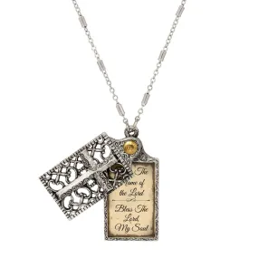 Symbols Of Faith Cross and "Bless" Slide Locket Necklace 28"