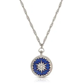 Symbols Of Faith Starburst Crystal Enamel Round Locket Necklace 28"