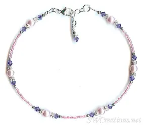 Tanzanite Crystal Pink Pearl Anklet