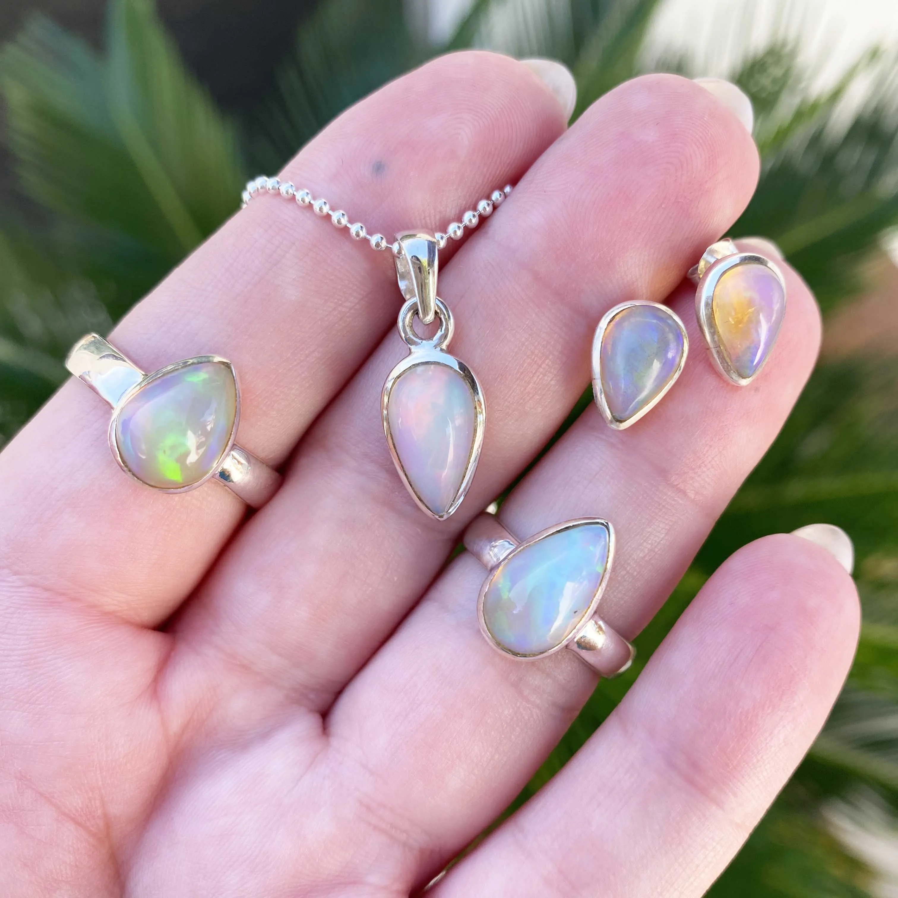 Teardrop Welo Opal Silver Necklace, One of a Kind