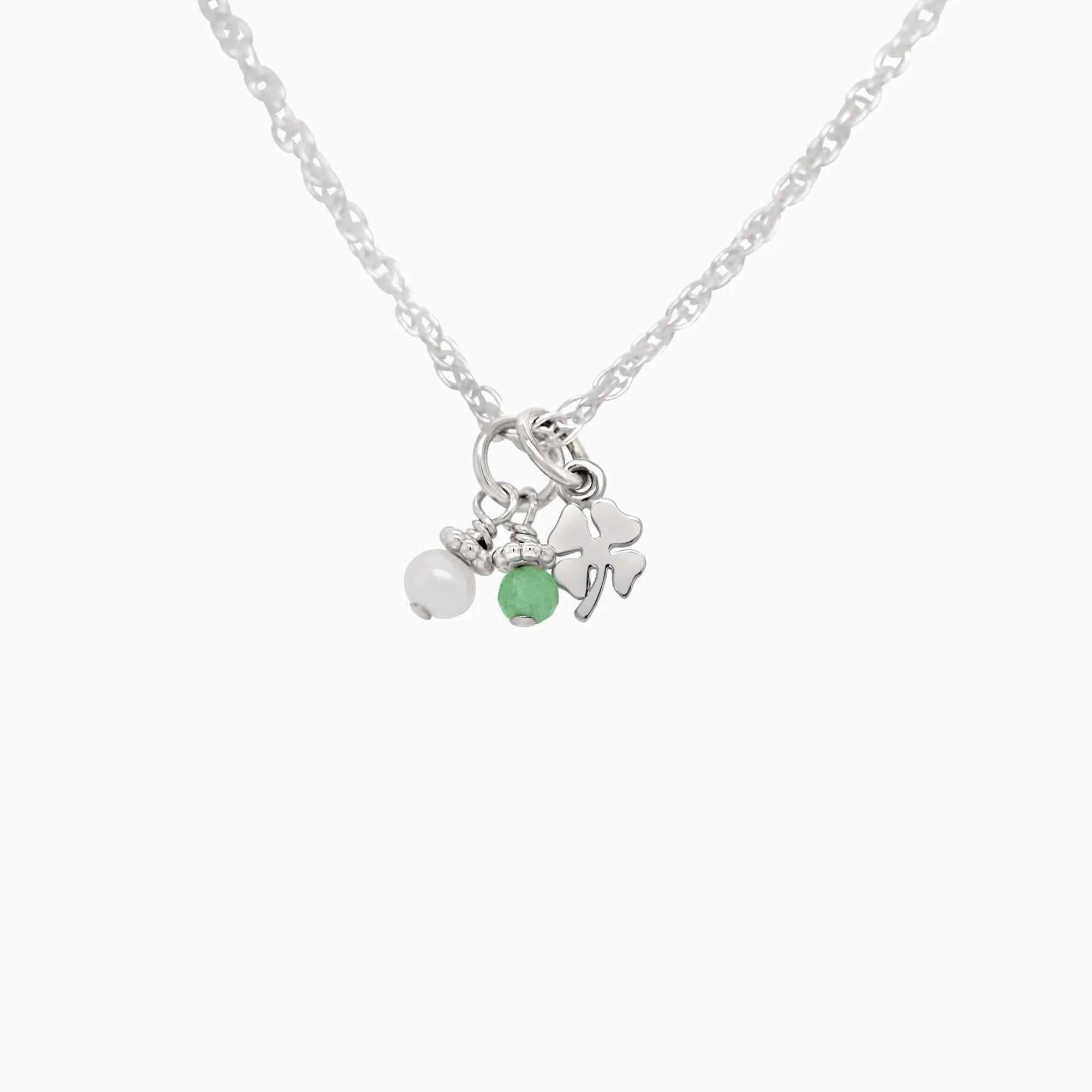 Tiniest Lucky Clover   Birthstone Necklace