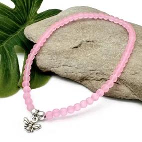 Tiny Bee Charm Frosted Bead Anklet - Colour Choice