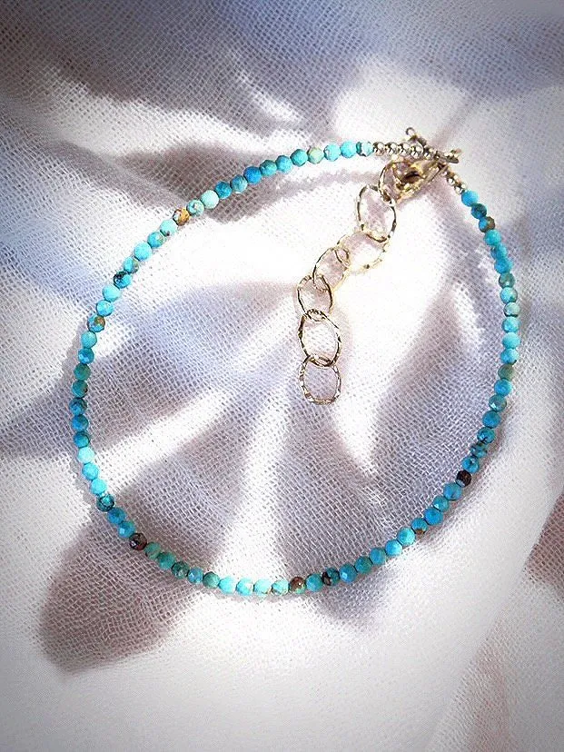 Tiny Turquoise Bead Anklet - Kalilinoe