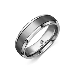 Titanium Twin Finish Domed Court Ring