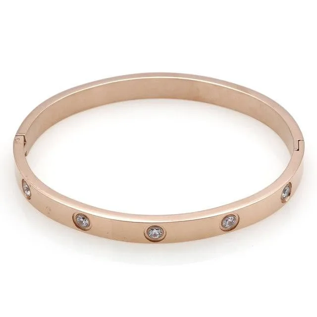 Trendy Crystal Stainless Steel Bangle