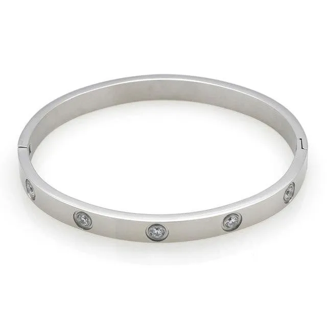 Trendy Crystal Stainless Steel Bangle