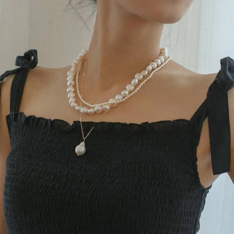 Triple Layered Freshwater Pearl Necklace