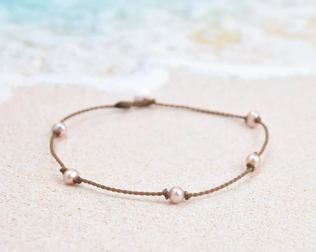 Tula Blue Princess Blush Pearl Oval Petite Anklet