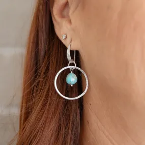 Turquoise & Sterling Silver Medium Hoops